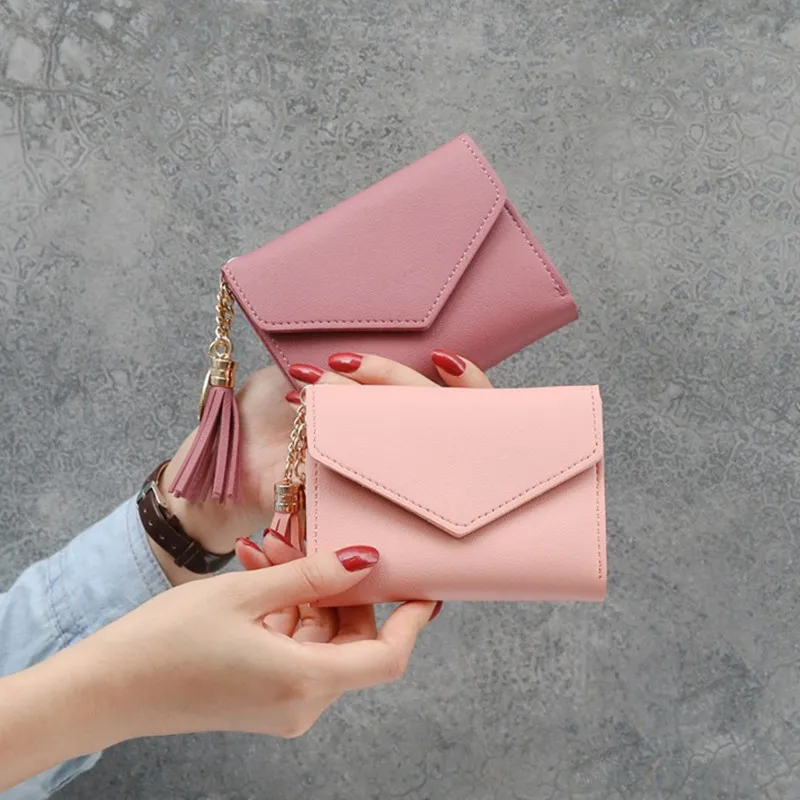 

Trendy Heart-shaped Pendant Simple Fashion Multifunctional Women's Hand Purse 2021 Summer New Short Wallet, As the pics