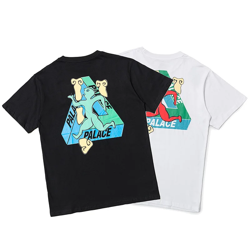 

New Style palaces t shirt hip-hop cotton triangle palaces building print unisex short-sleeved t-shirt, Customized colors