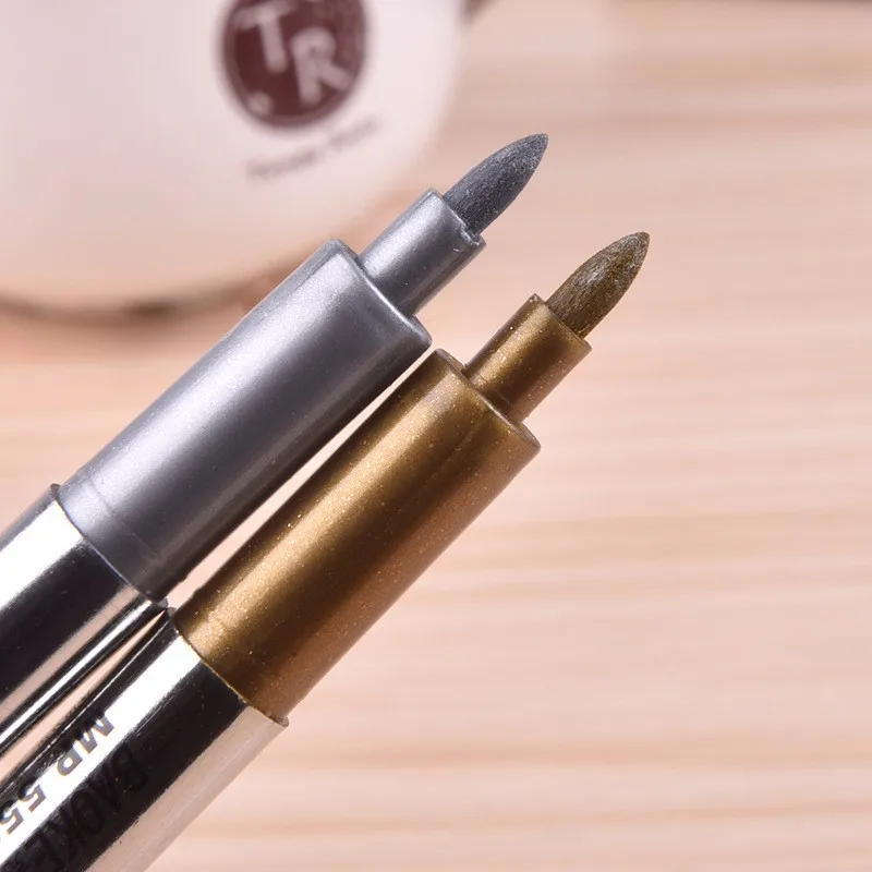 

DIY Metal Waterproof Permanent Paint Marker Pens Gold And Silver Marker Craftwork Pens For Drawing School Supplies