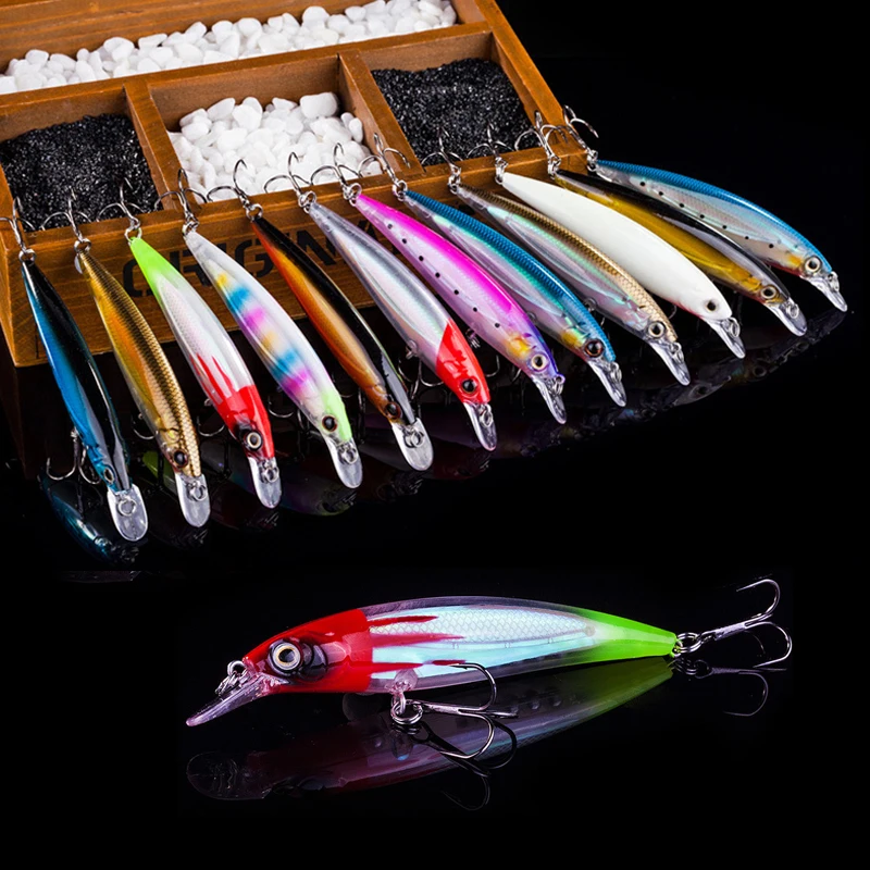 

Fulljion 14g 11cm halco lure Minnow Wobblers Crankbait Artificial Hard Lures Luminous Fishing Lure Plastic Pesca Baits, 12 color as showed