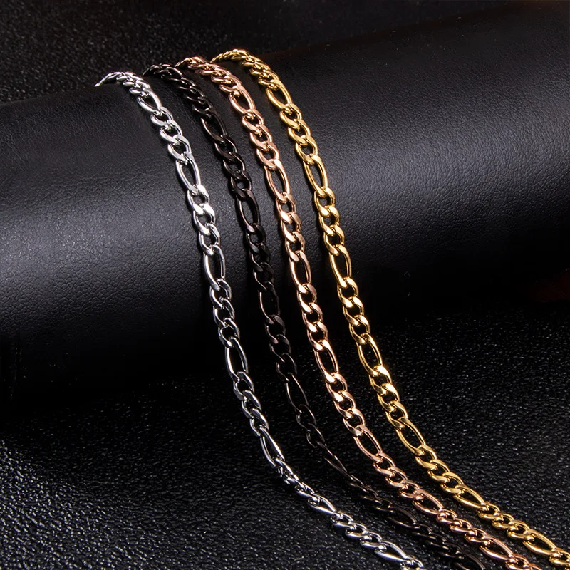 

3 4 5 6MM Figaro Link Chain Jewelry Classic Curb Necklace Stainless Steel Chain for Men Women Wholesale Price