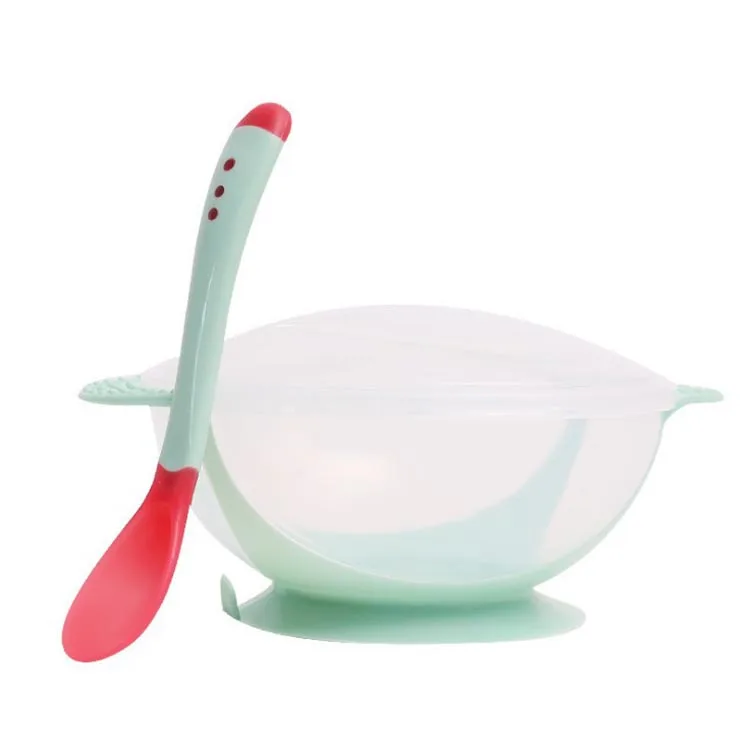 

Chinese Soup Baby Suction Bowl And Spoon Silicone Soft Tip Spoon