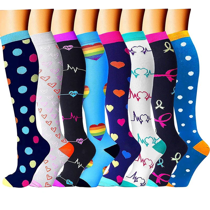 

Custom Medical Grade Women Men 15-30mmHg Compression Socks Knee High Fun Stockings for Athletic Running Sports Nurse, As your request