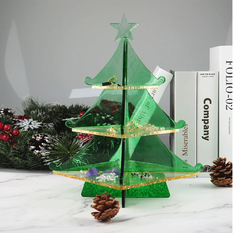 

LOVE'N LV0865T Resin Christmas tree snowflake storage box jewelry decoration silicone mold diy crystal drop mold set, White