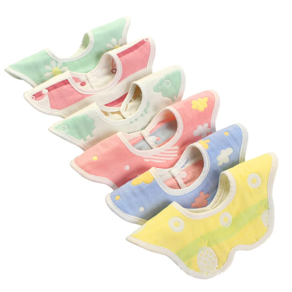 

Customized new design six layer gauze new born cotton 360 degree flower towel baby bibs, Picture