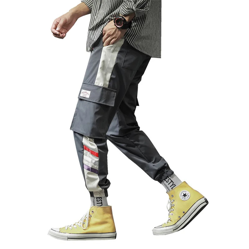 

Wholesale Fashion Casual Hip Hop Streetwear Jogger Multiple Pockets Cargo Pants Men, 4 colors