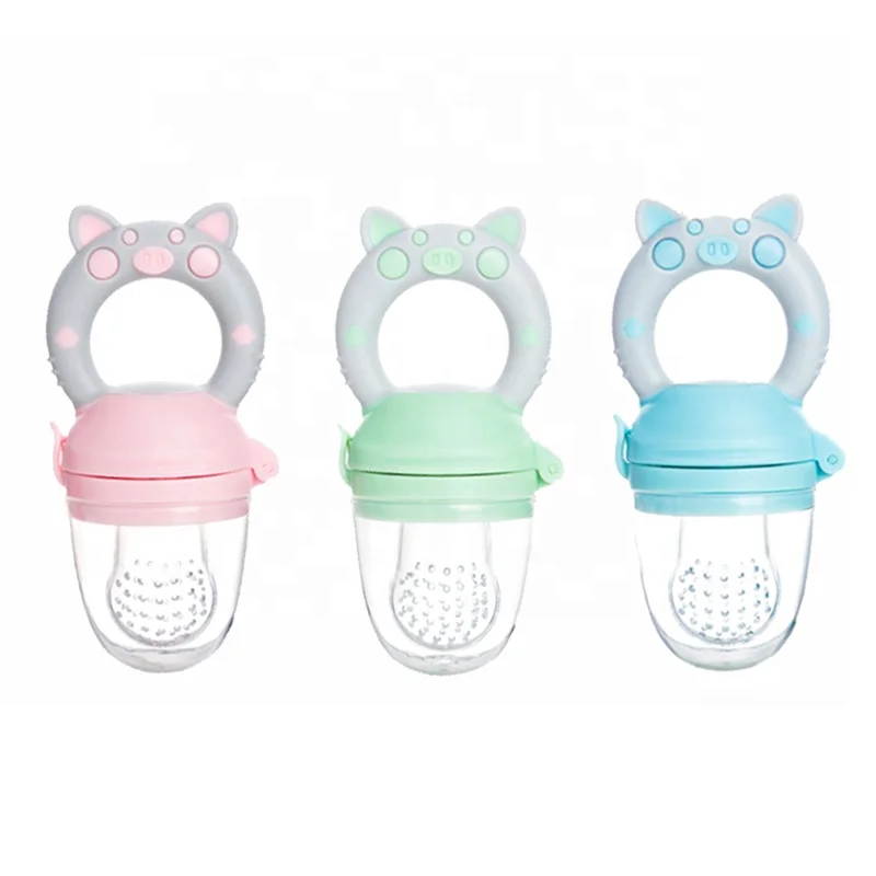 

New Arrival Nibbler Feeding Tool BPA Free Nutrition Cute Pig Shape Baby Fresh Food Feeder Fruit Pacifier, Blue/pink/green or customized