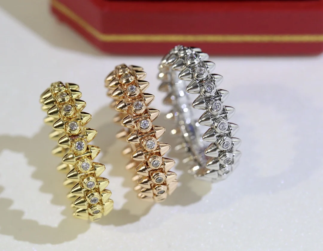 

Personality gear set with diamond design titanium steel ring for women and men Gold revolver ring for unisex, Picture shows