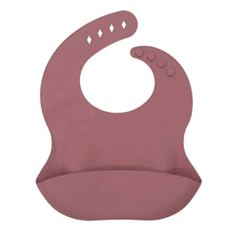 

Wholesale BPA Free Waterproof Silicone Baby Bib with Food Catcher non-disposable waterproof baby bibs for kids, Customized color