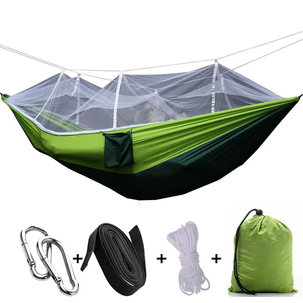 

custom logo Parachute Nylon camping hammock with mosquito net, Muti -color