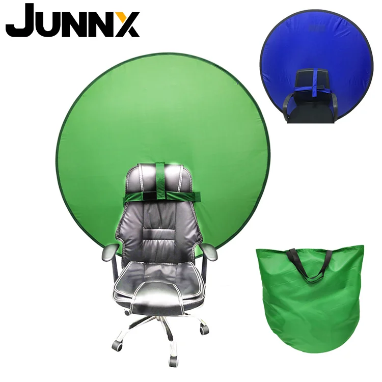 

JUNNX 75 110 142 CM Chroma Key Green Portable Backdrop Collapsible Photo Video Webcam Green Screen Round Background for Chair