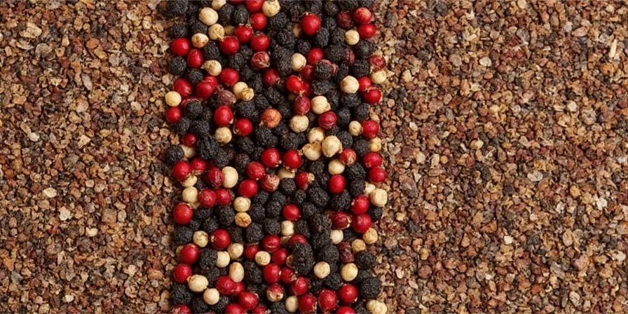 Fresh Indian Peppercorns on Wooden Table
