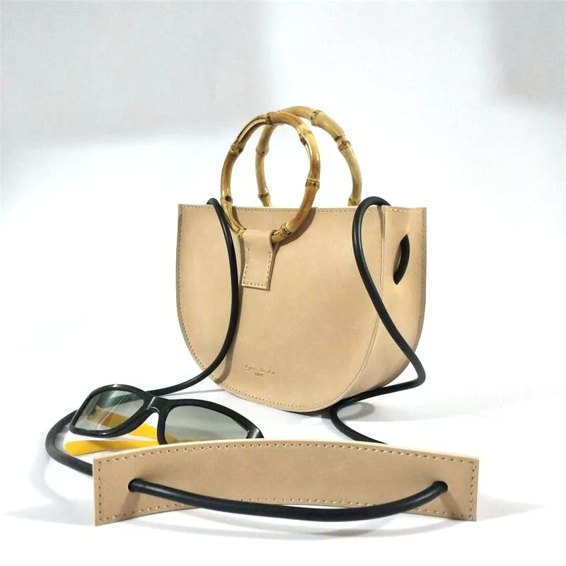 logo plaque bamboo handle shoulder bag