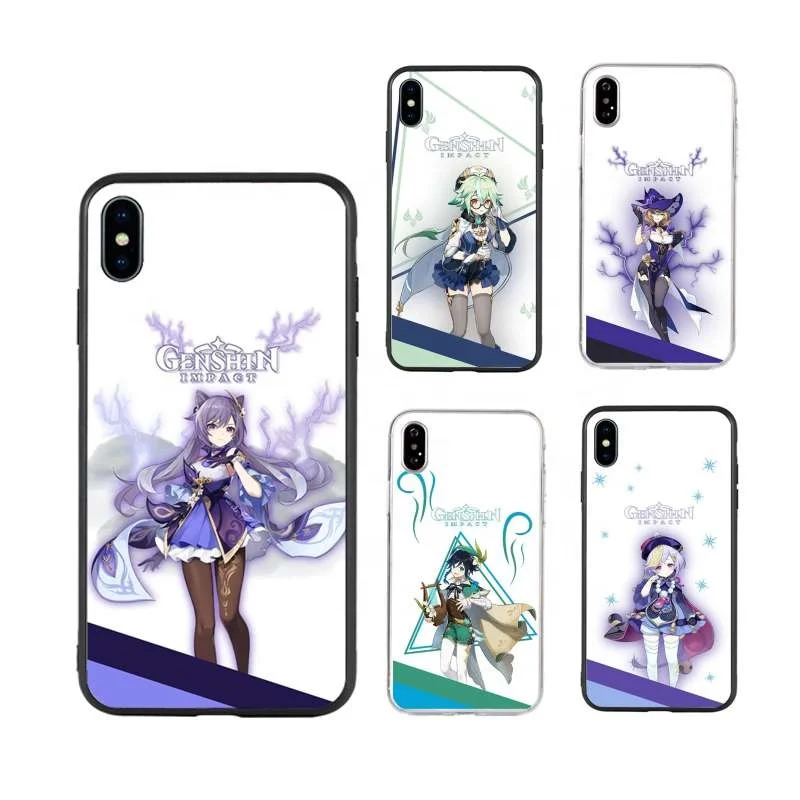 

Genshin impact Liquid Silicone Phone Case for iPhone 11 Pro Max XR XS X Soft Candy Cover for iPhone 6 6S 7 8 Plus Cases