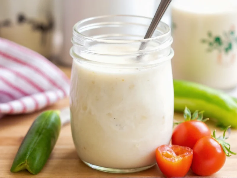 Creamy homemade 1000 island dressing in mason jar with fresh ingredients