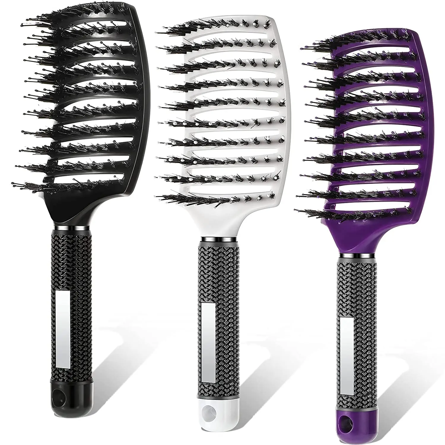 

Boar Bristle Curved Vented Hair Brush Thick Vented Large Massage Barber Hairdressing Styling Detangling Hair Brush for Women, Pink, yellow, blue, green, purple, black,customizable