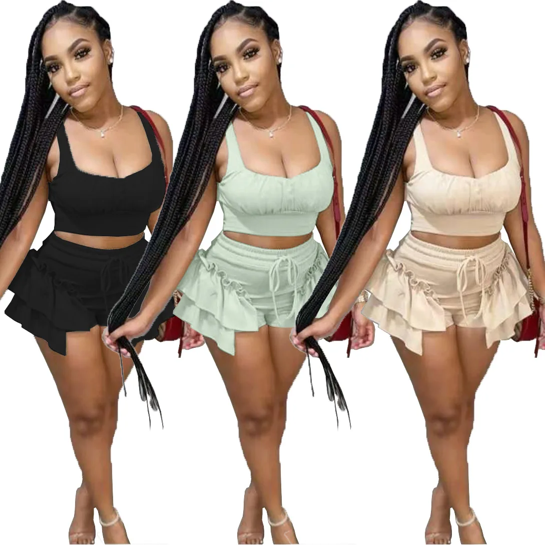 

B54607A Women fashion spring summer new casual two-piece shorts set, Shown