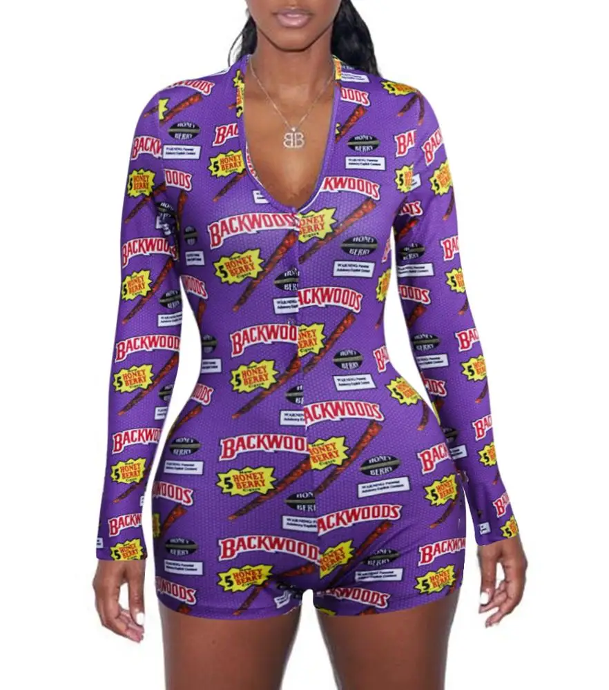 

Wholesale printed sleepwear buttons pajama onesie adult