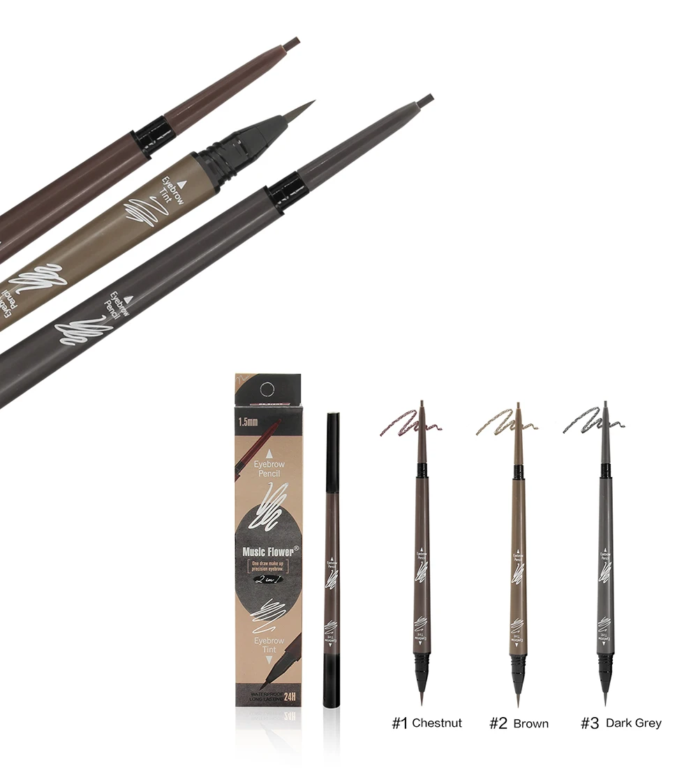 

double ended 3 color eyebrow pencil with brush waterproof eyebrow pen eyebrows eye brow pencil, 3 colors