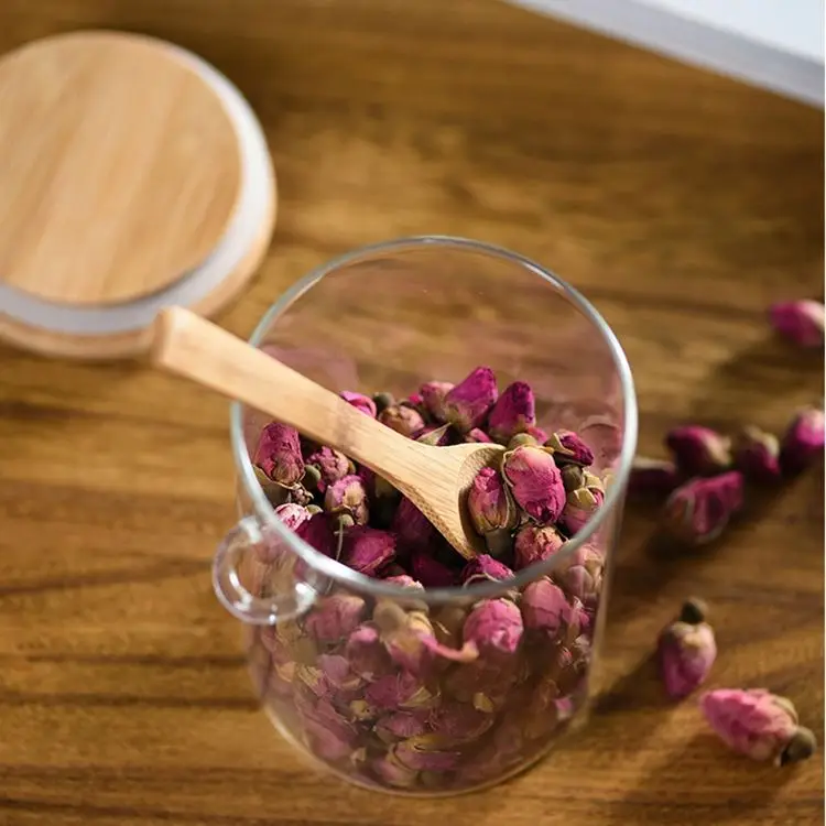 

Customized Thickened Clear Empty Glass Jars Herb And Spice Glass Jars With Bamboo Lids
