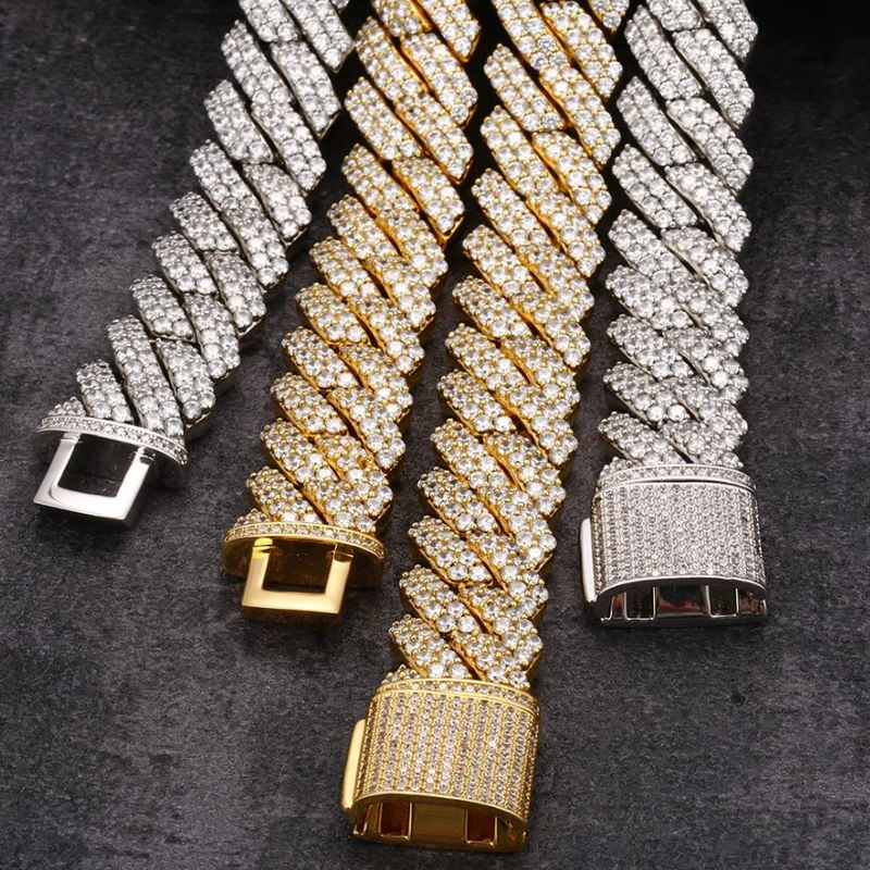 

Wholesale Chain Cuban Link Diamond Cadenas Cuban Gold Chain 18k Gold Jewelry Iced Miami Silver Cuban Link Chains Necklace Kolye, White gold,yellow gold,rose gold,oem
