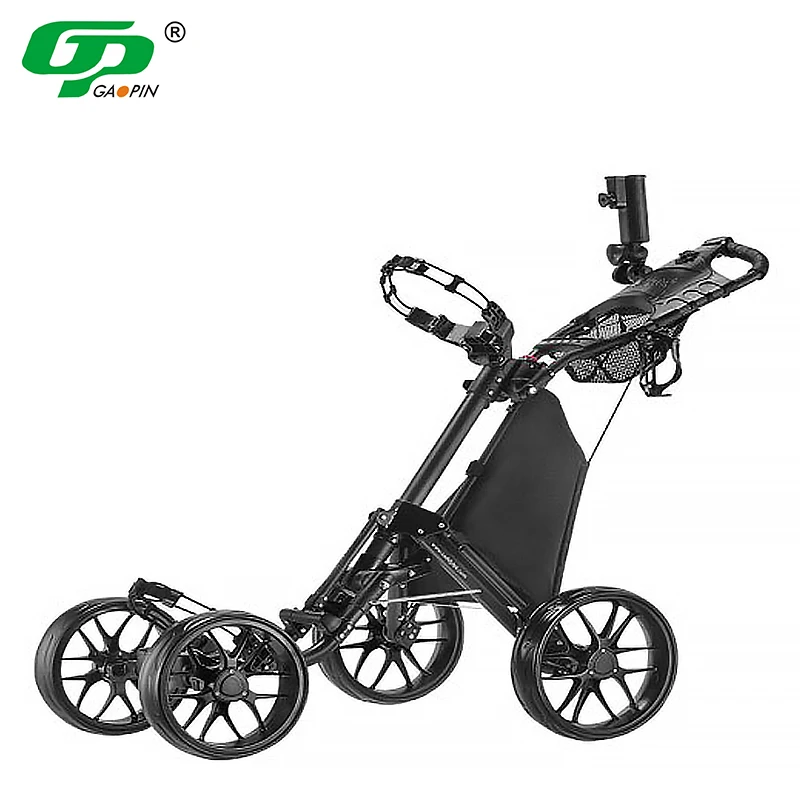 

GP New Design 4 Wheel Golf Push Cart Golf Trolley with Foot Brake and Umbrella Holder, Black,red,green or custom