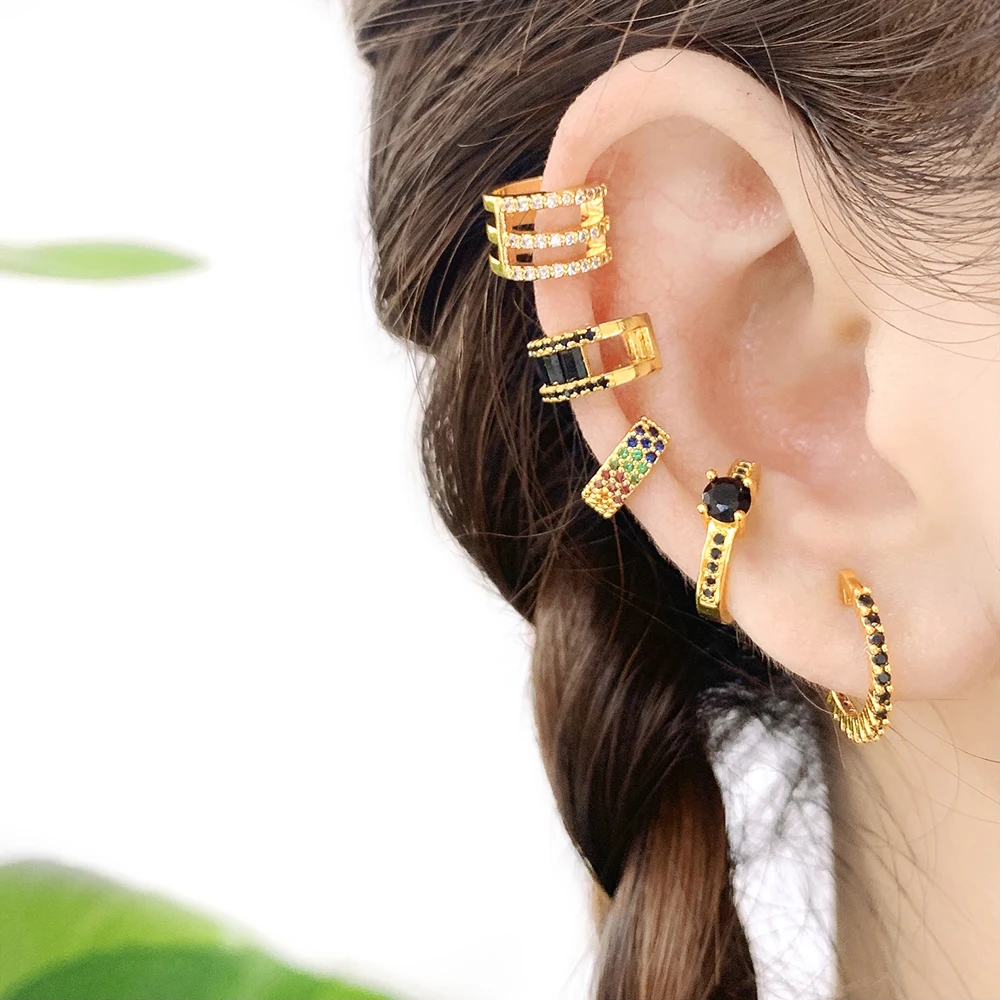 

non pierced earrings minimalist cz micro pave ear cuff