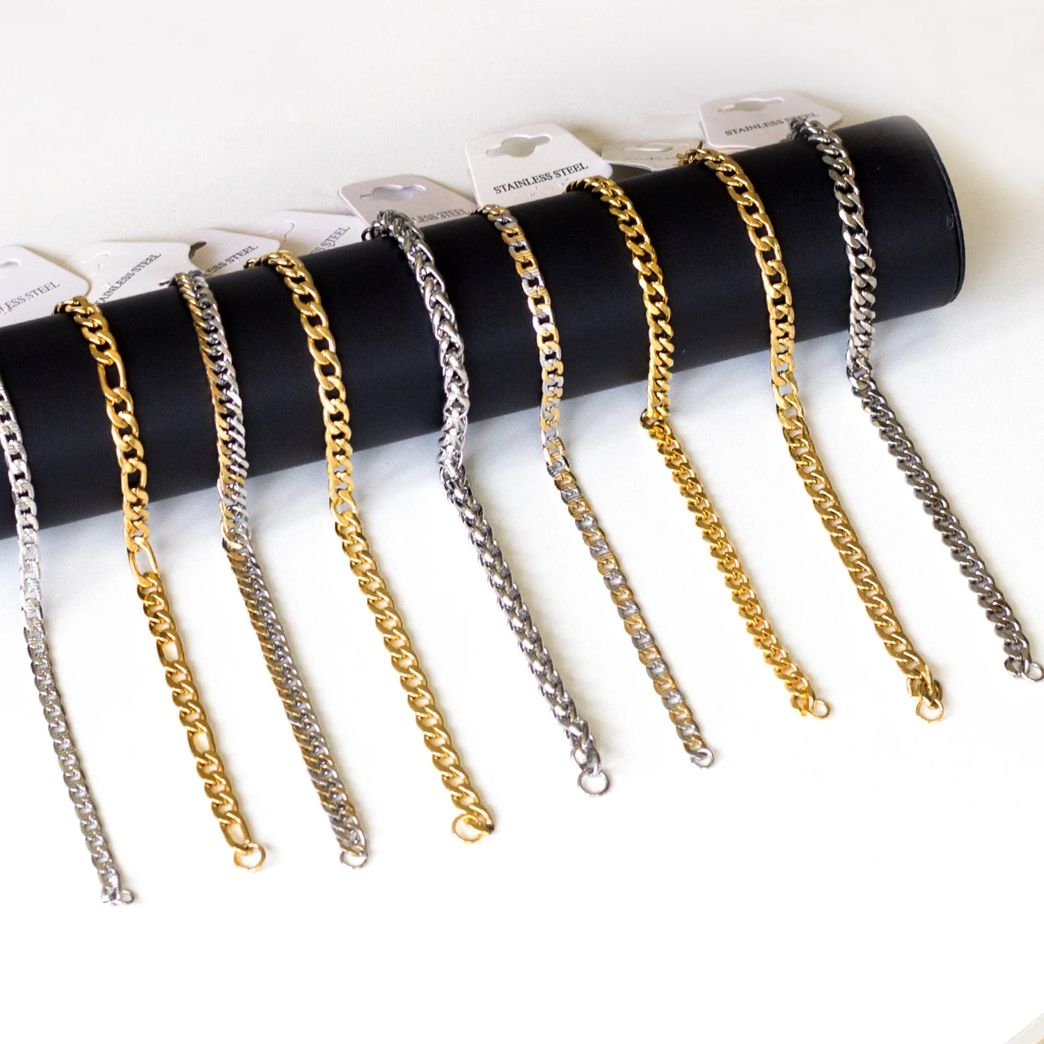 

Personality Accessories Special Design Stainless Steel Chain Bracelet With Lobster Clasp for Men, Gold/silver avaliable