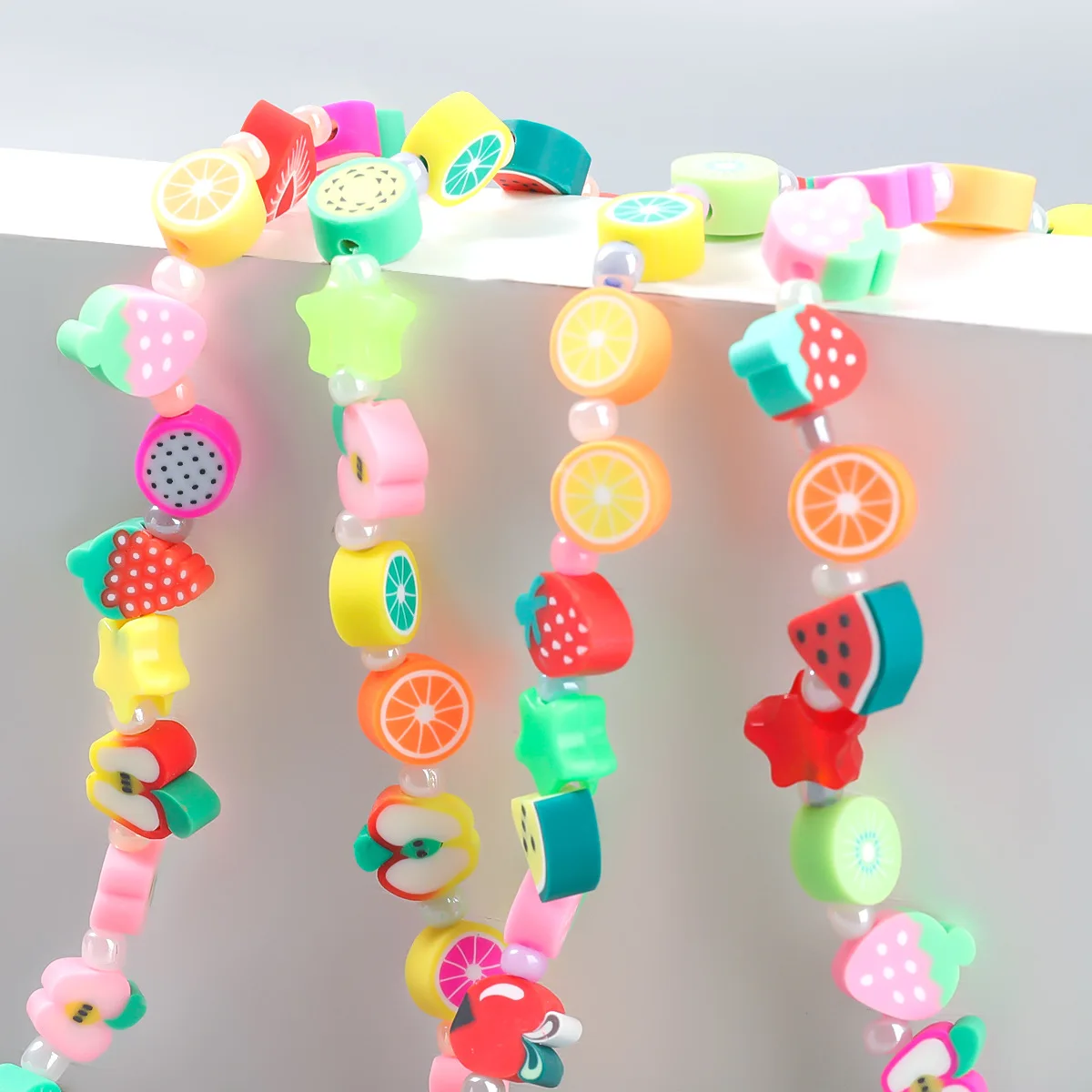 

Summer Cute Jewelry Strawberry Watermelon Double Layer Polymer Clay Necklace Boho Sweet Fruit Resin Necklace