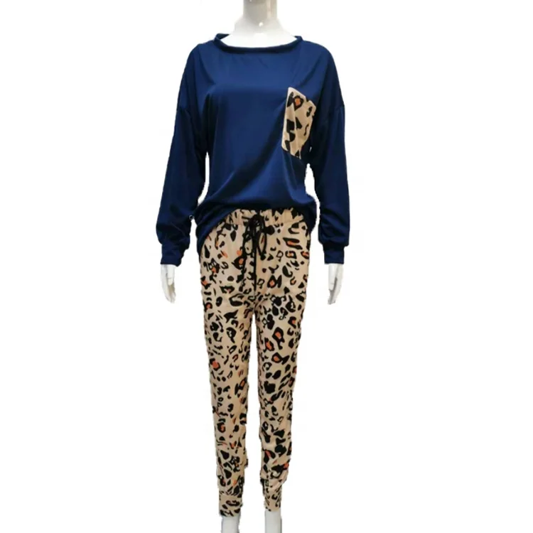 

Hot selling autumn and winter women's leisure home leopard printed long-sleeved two-piece sets, Picture shows