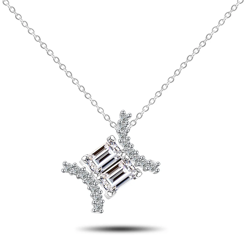 

Mossanite Emerald Cut Zodiac Pendant Jewelry 925 Sterling Silver Necklace