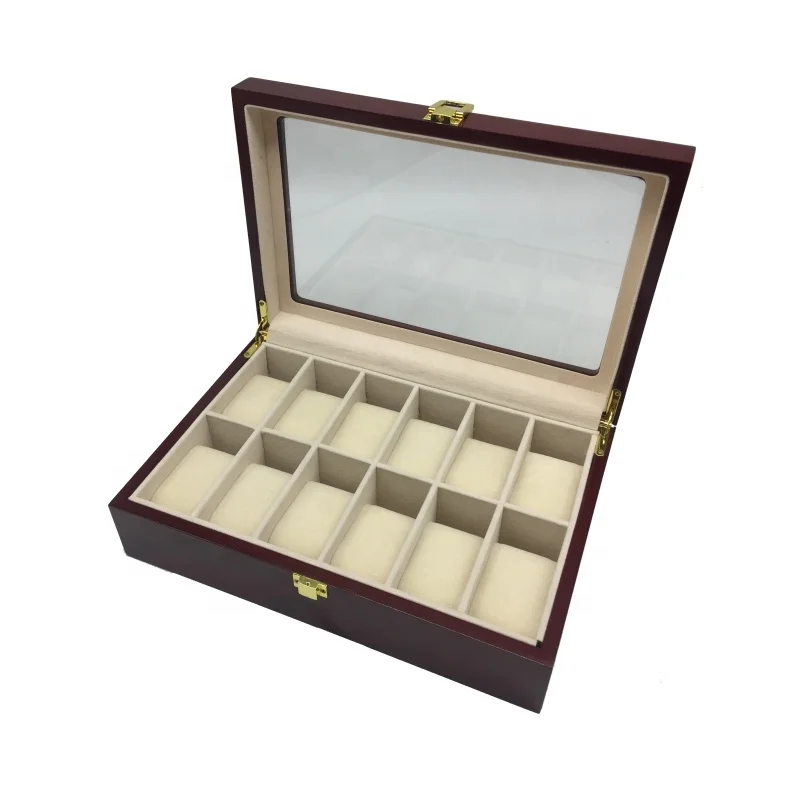 

12 slots wooden pocket watch storage box