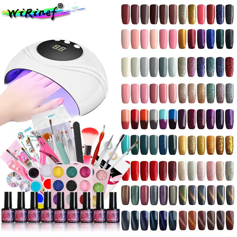 

Factory Supply Wholesale Price Nail Art Set Soak off Semi Permanent 24W UV Gel Nail Polish Kit Dropshipping, Customised