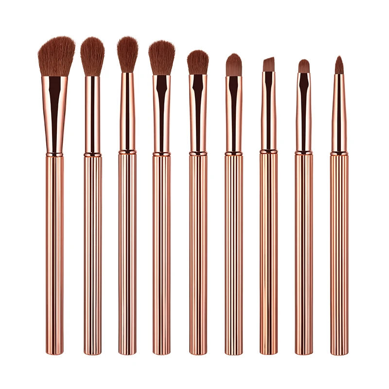 

ANMOR 9Pcs Eyeshadow Blending Custom Cosmetic Makeup Brush Set, Luxury gold
