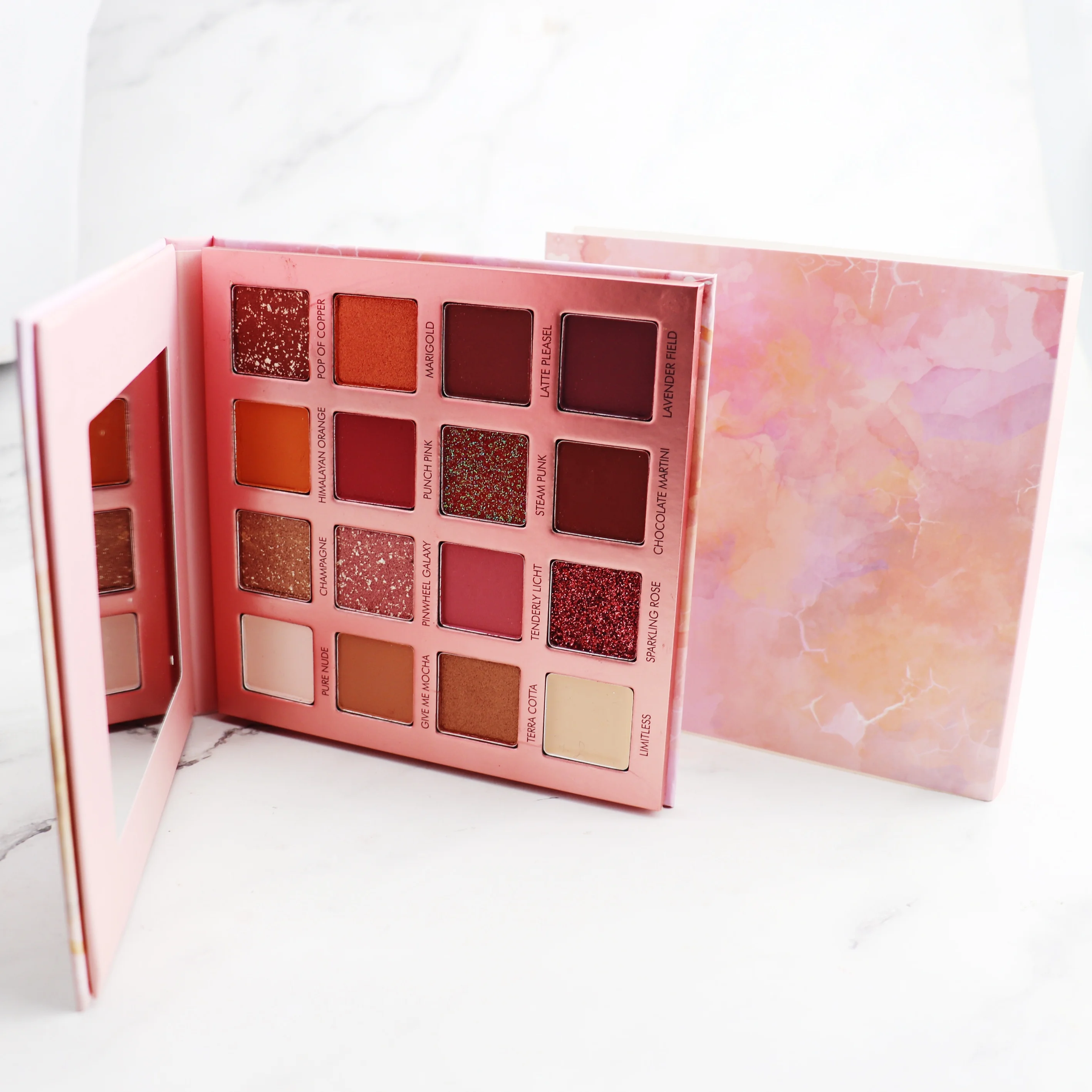 

Brand new with mirror paleta sombras de ojos pink eyeshadow palette private label, 16 colors