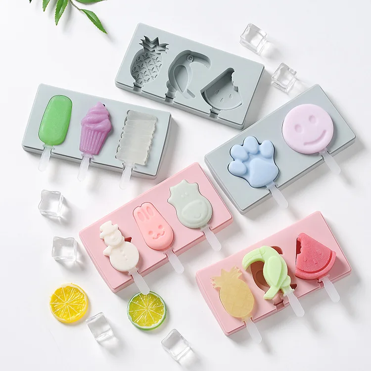 

Silicone Ice Cream Mold with Cover Animals Shape Jelly Form Maker for Ice lolly Moulds Ice Cube Tray for Candy Bar Decoration
