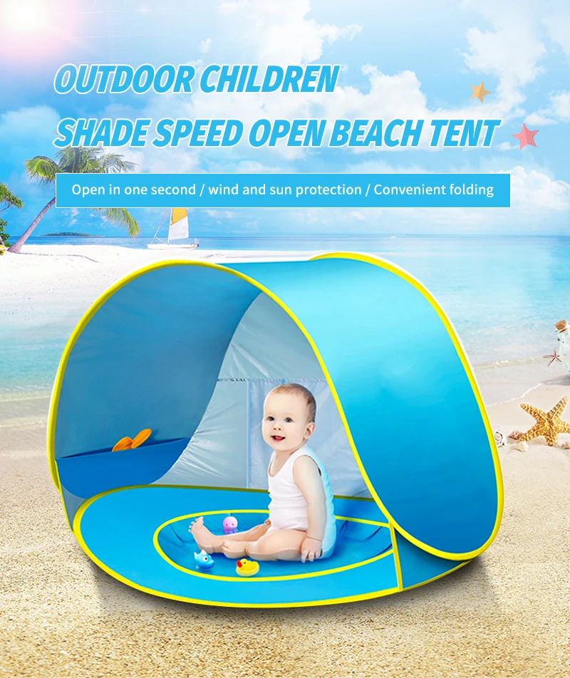 HDJ Baby Beach Tent, UPF 50 Pop Up Beach Tent Sun Shelter, Easy Setup