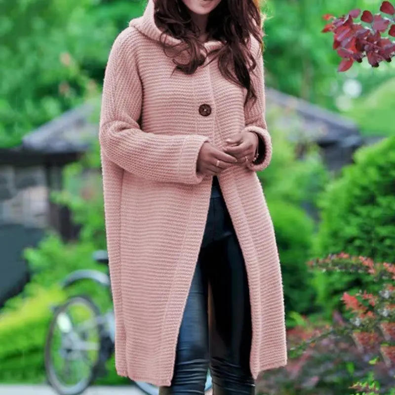 

Fashion autumn and winter knitted hooded jacket cardigan women's sweater, Picture