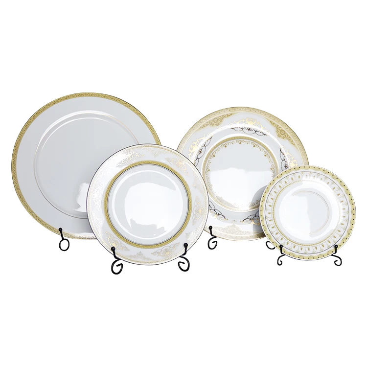

Fine Tableware Plate Dinnerware Ceramic Gold Decal Design Arcopal Dinner Set