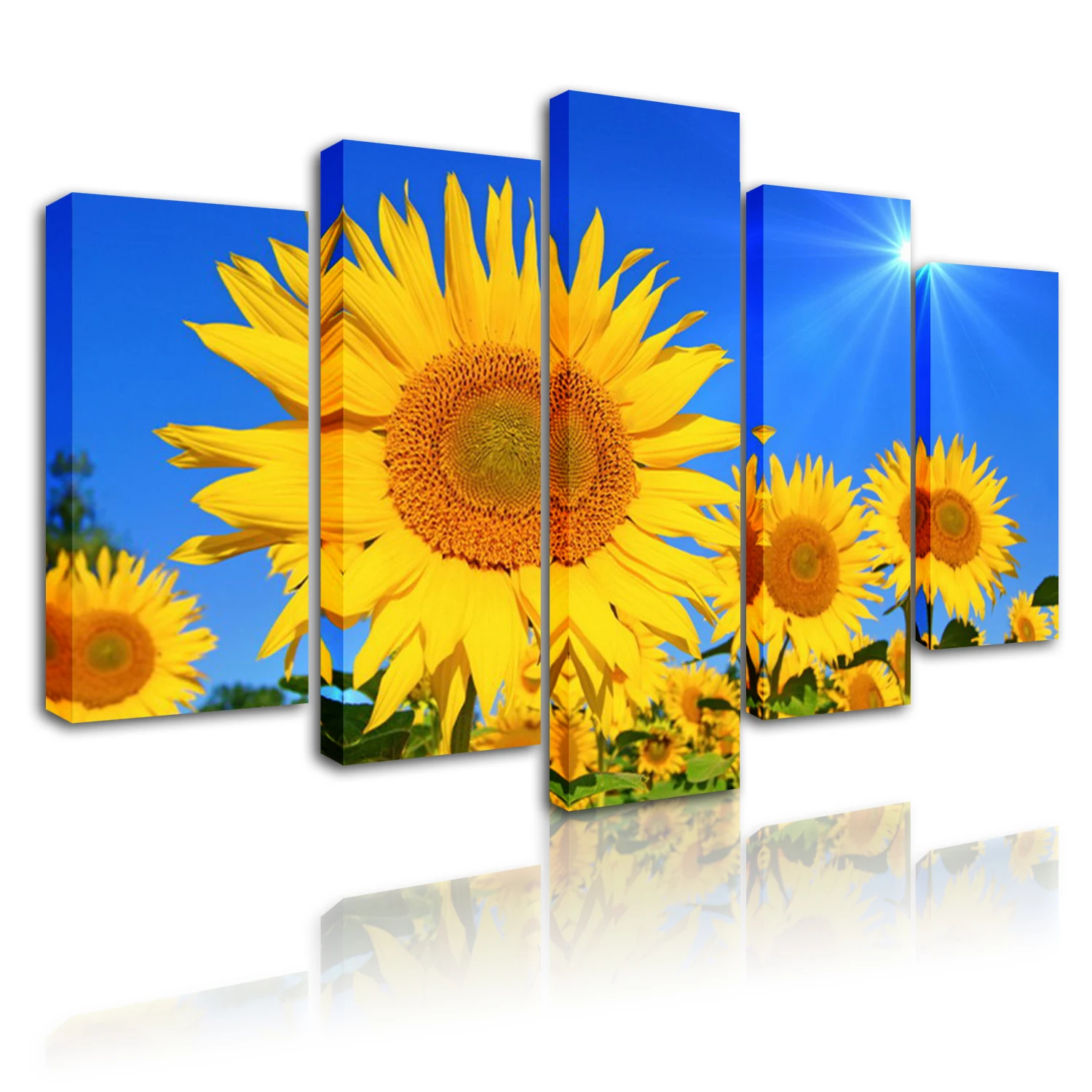 

5 Panel framed Wall Art Flower Picture Sun Flower Painting Canvas Prints Home Decoration Living Room Bedroom Wall Picture