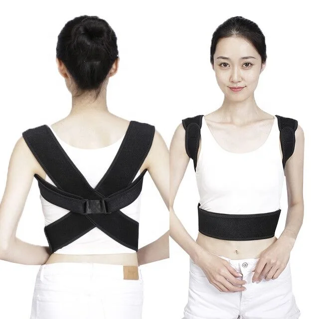 Breathable Posture Correction Shoulder Support Belt Adjustable Upper Back Posture Corrector De Postura Clavicle Support Brace, Balck