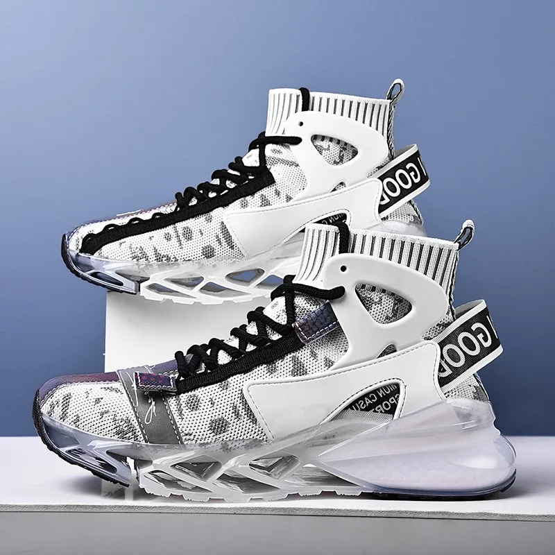 

Altos White Knit Fashion Marca Breathable High Top Sneakers Grossiste Fashion Men Brand Sneakers Mesh Sneakers Men