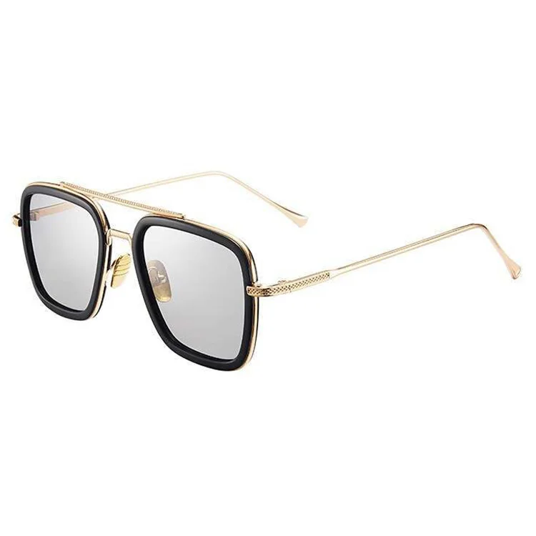 Tony Stark Rectangular Fashion Mens Western Style Factory Direct Polarized UV400 Iron Man Sunglasses