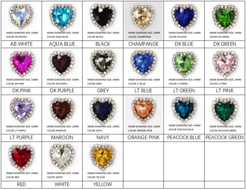 

Heart Shape New Products Shoe Charms Decoration Accessories Metal Gems Bling Diamonds Charms for Clog Shoes