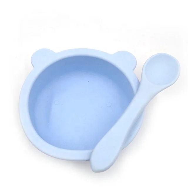 

Waterproof Suction Non Spill Silicone Unbreakable Baby BPA Free Feeding Bowl And Spoon Set, Colors