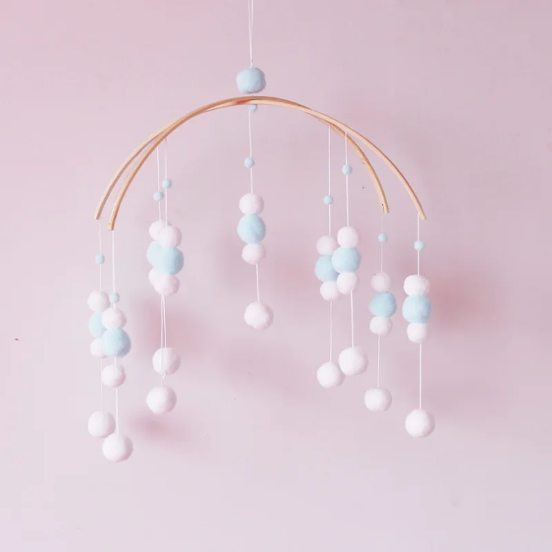 

2019 amazon baby mobile with wool ball baby crib toys Early Learning Kids Toy, Colourful