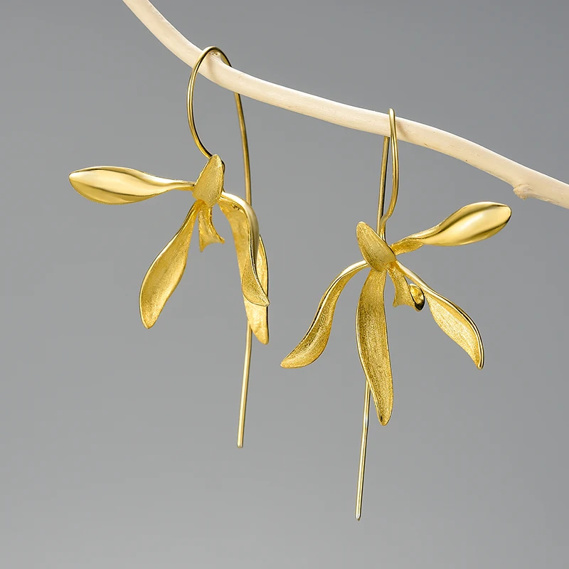 

Simple Design Elegant Women Jewelry Pure 925 Sterling Orchid earrings for Ladies