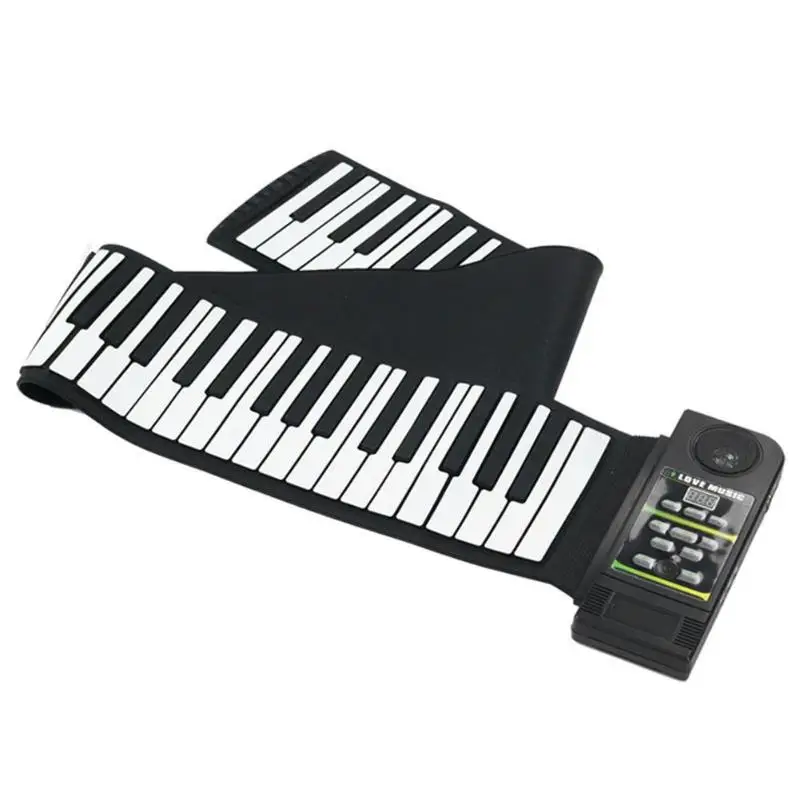 

Portable 88 Keys Flexible Silicone Roll Up Piano Folding Keyboard for Children Student PN88S, Black