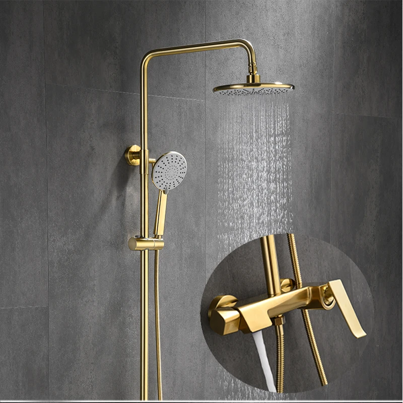 

luxury 3 way brass matt brushed gold shower set brass bathroom bathtub bath and shower fixtures mixers sets