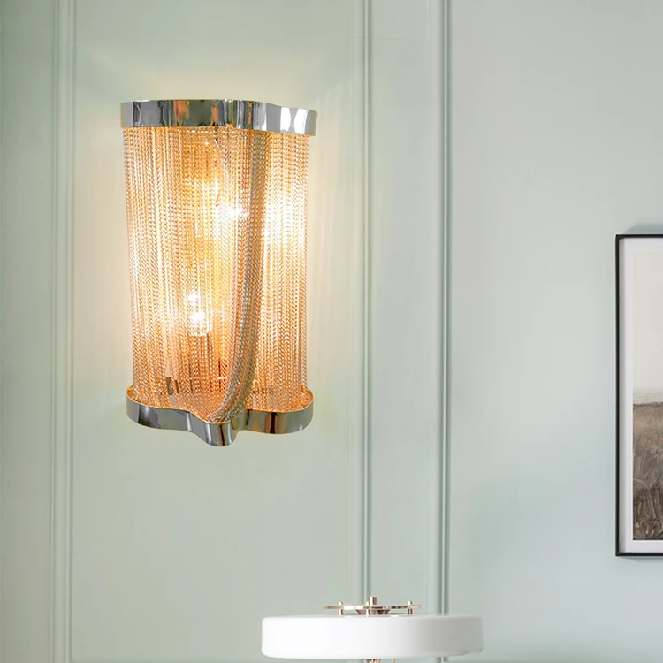 New classical postmodern wall led light chain tassel luxury hotel energy saving wall lamp